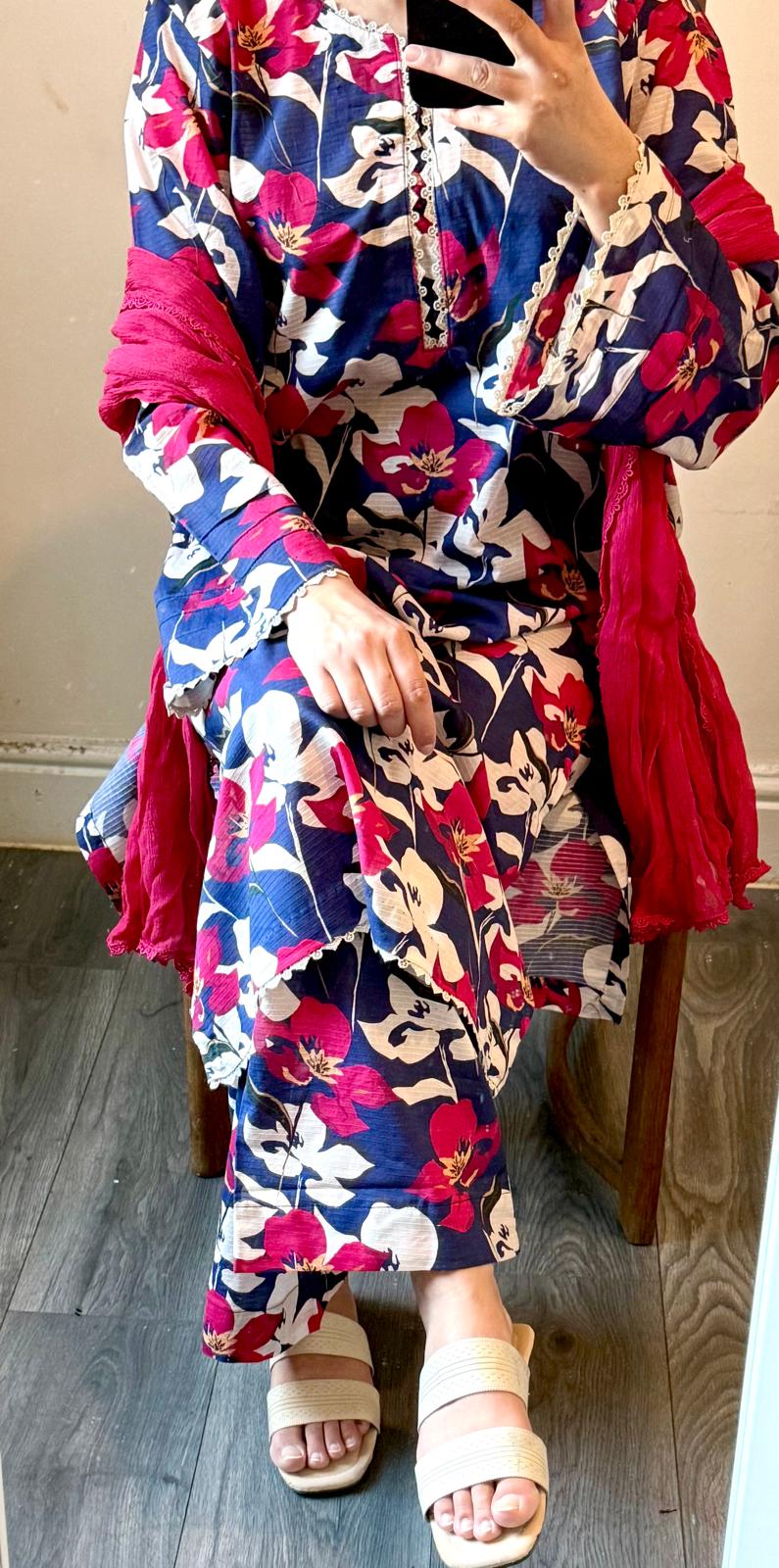 Women's 2pcs Printed Shalwar Kameez(005)